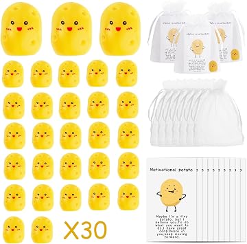 30Pcs Positive Potato Back to School Gift Inspirational Potato with Funny Card Organza Bag Gift for Students Coworker Staff Teacher