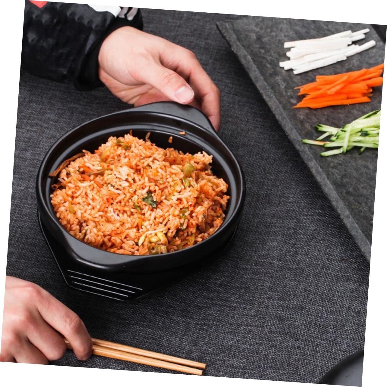 Japanese Ceramic Casserole Pot with Handle Person Stove Top Griddle Heat-resistant Cooking Stew Pot for Bibimbap Soup Rice Noodles Home Use