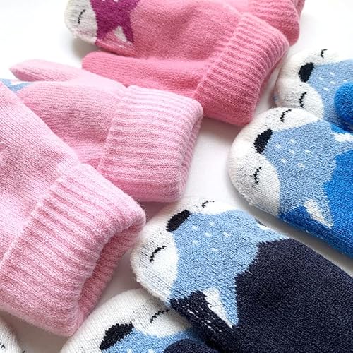 Winter Baby-Girls Knit Ski-Gloves Toddler Warm Mittens Warm Fox Thick Mitt Infant fit for 2-5Years