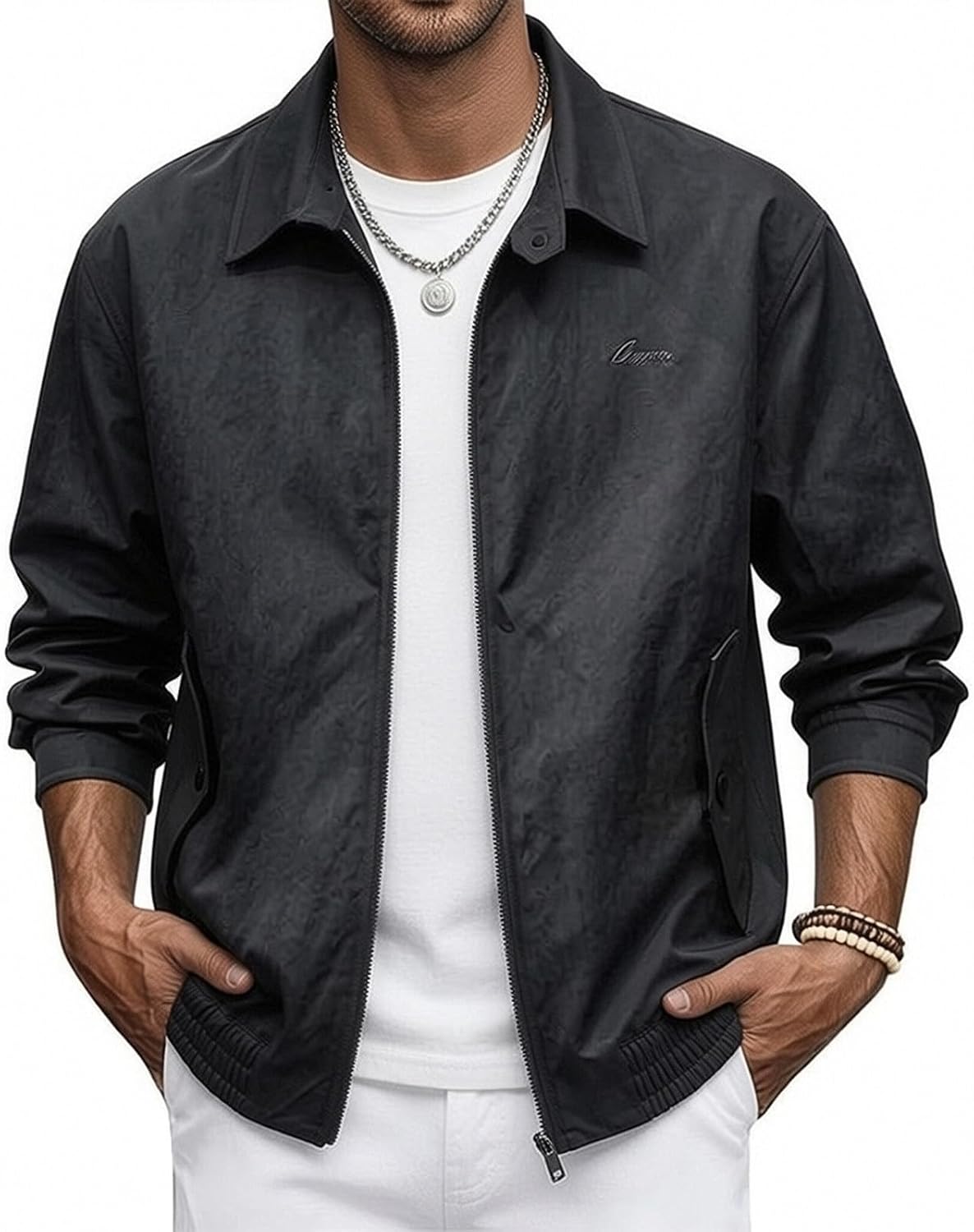 Men's Jacket Lightweight Full Zip Casual Business | Men's Lightweight Jackets Light Windbreaker Full Zip Casual Business Jacket Fall Golf Work Coat with Zip Pockets