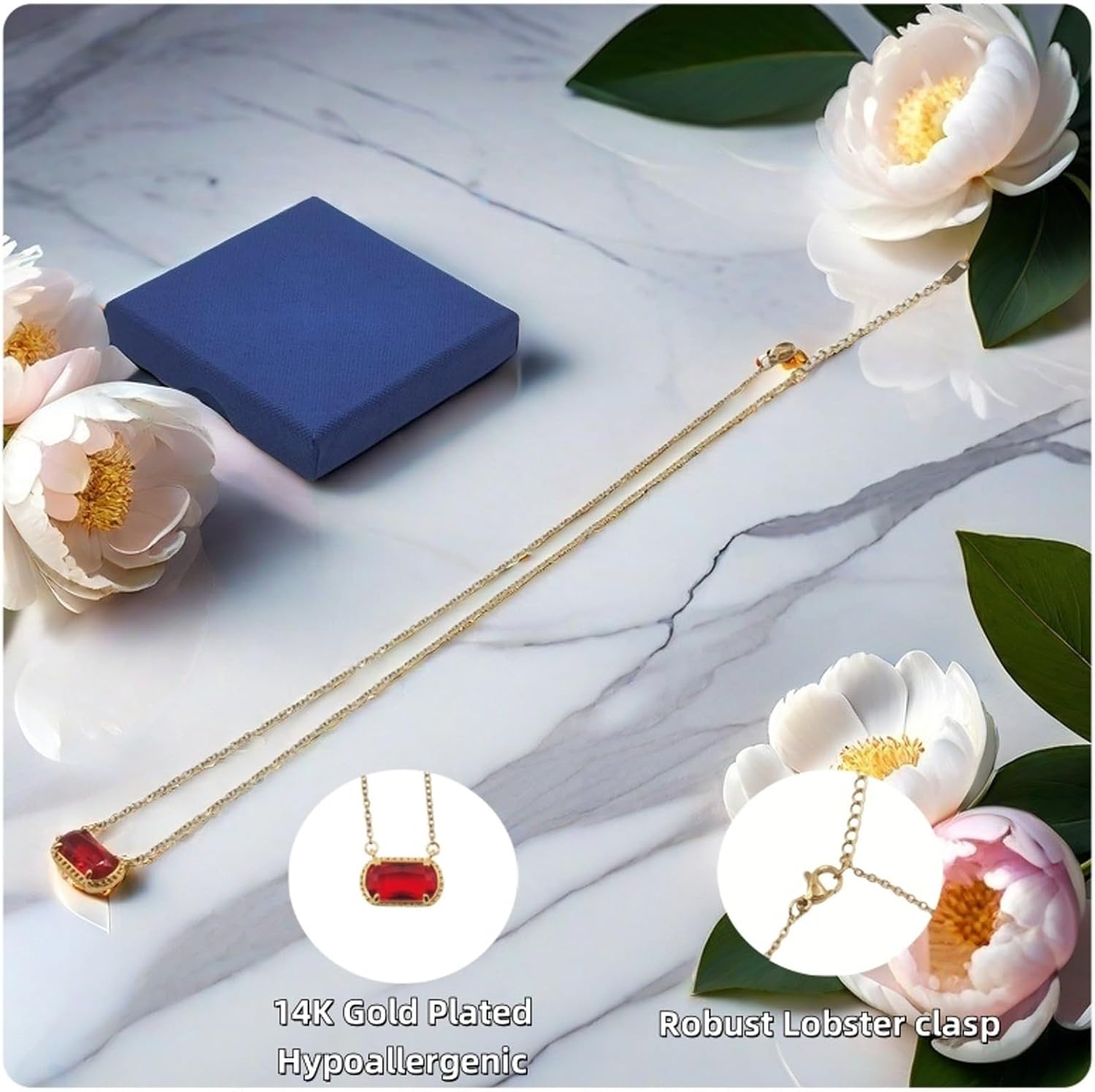 Birthstone Necklaces for Women 14k Gold Plated Oval Stone Necklaces Jewelry Birthday Gifts for Women, Fashion Jewelry, Dainty Pendant Necklace for Women Mothers Her Wife Grandma Teenagers - Image 6