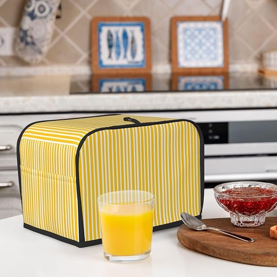 Bright Yellow And White Small Stripe Pattern Toaster Cover 2 Slice Toaster Covers Bread Maker Cover Kitchen Small Appliance Covers Kitchen Accessories