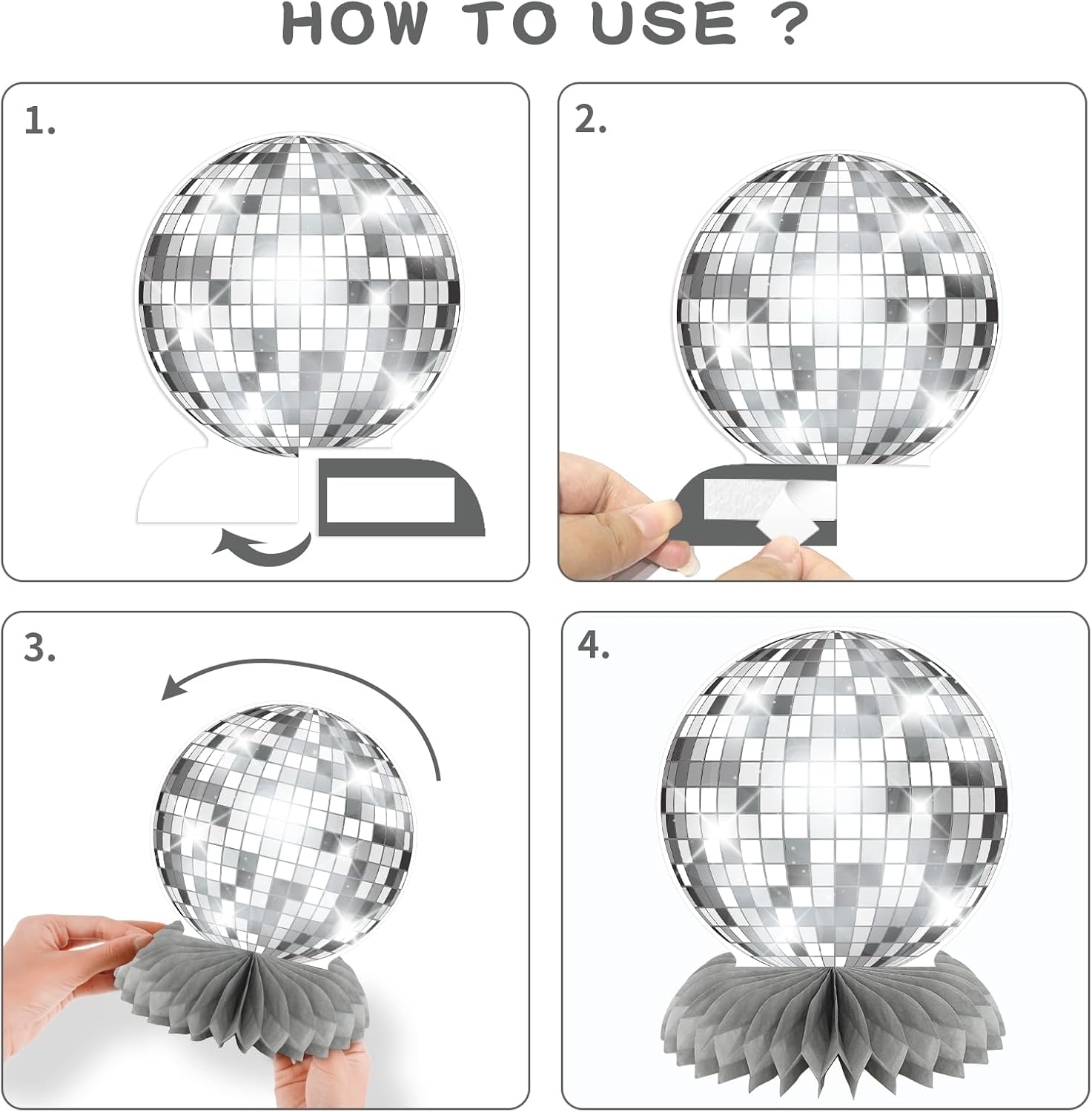 Silver Disco Ball Centerpieces Table Decor Disco Party Decorations | 70s Party Decorations, Flat Disco Ball (Not Ball), Classroom Birthday Wedding Decor thumbnail