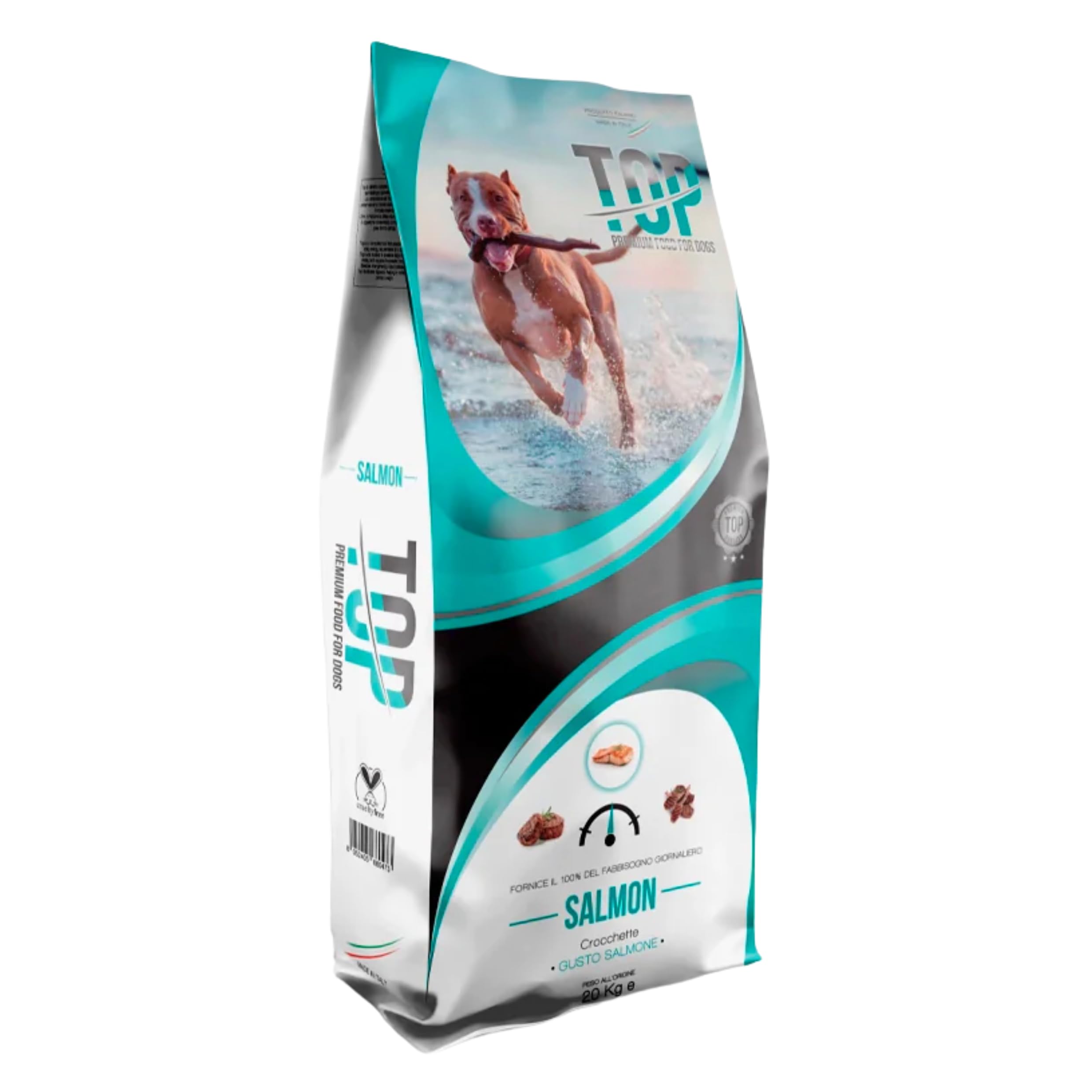 Pet's Garden Top Salmon Crocchette per Cani Gusto Salmone Alimento Cibo Secco per Mantenimento di Cani Adulti Ideale per Cani di Tutte le Razze Sacco da 20 kg Prodotto Italiano