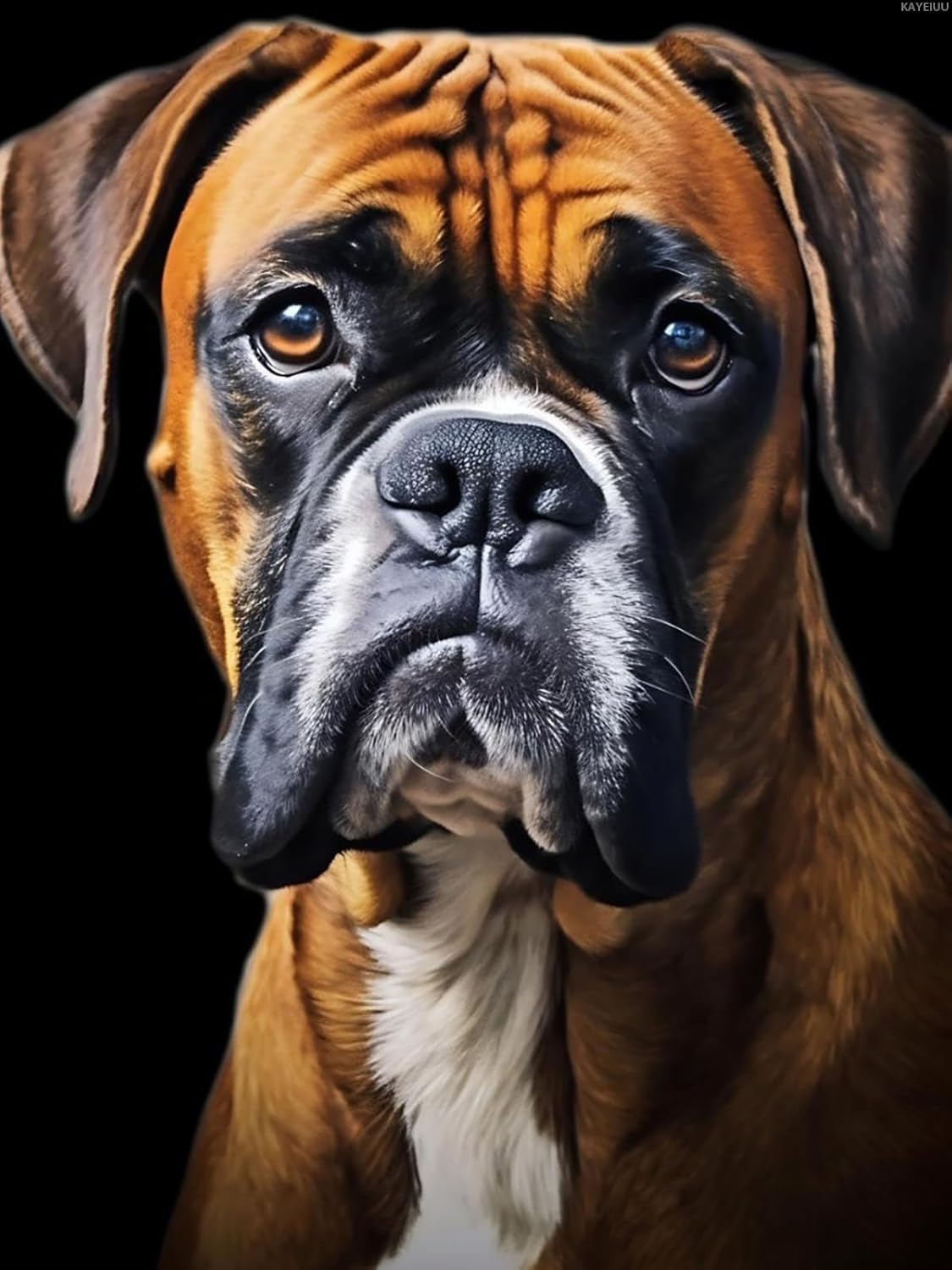 KAYEIUU Diamond Painting Kits for Adults Beginners, Cute Boxer Dog 5D Diamond Art Kits DIY Funny Boxer Dog Full Round Drill Gem Art Fall Home Wall Decor 12x16 inch