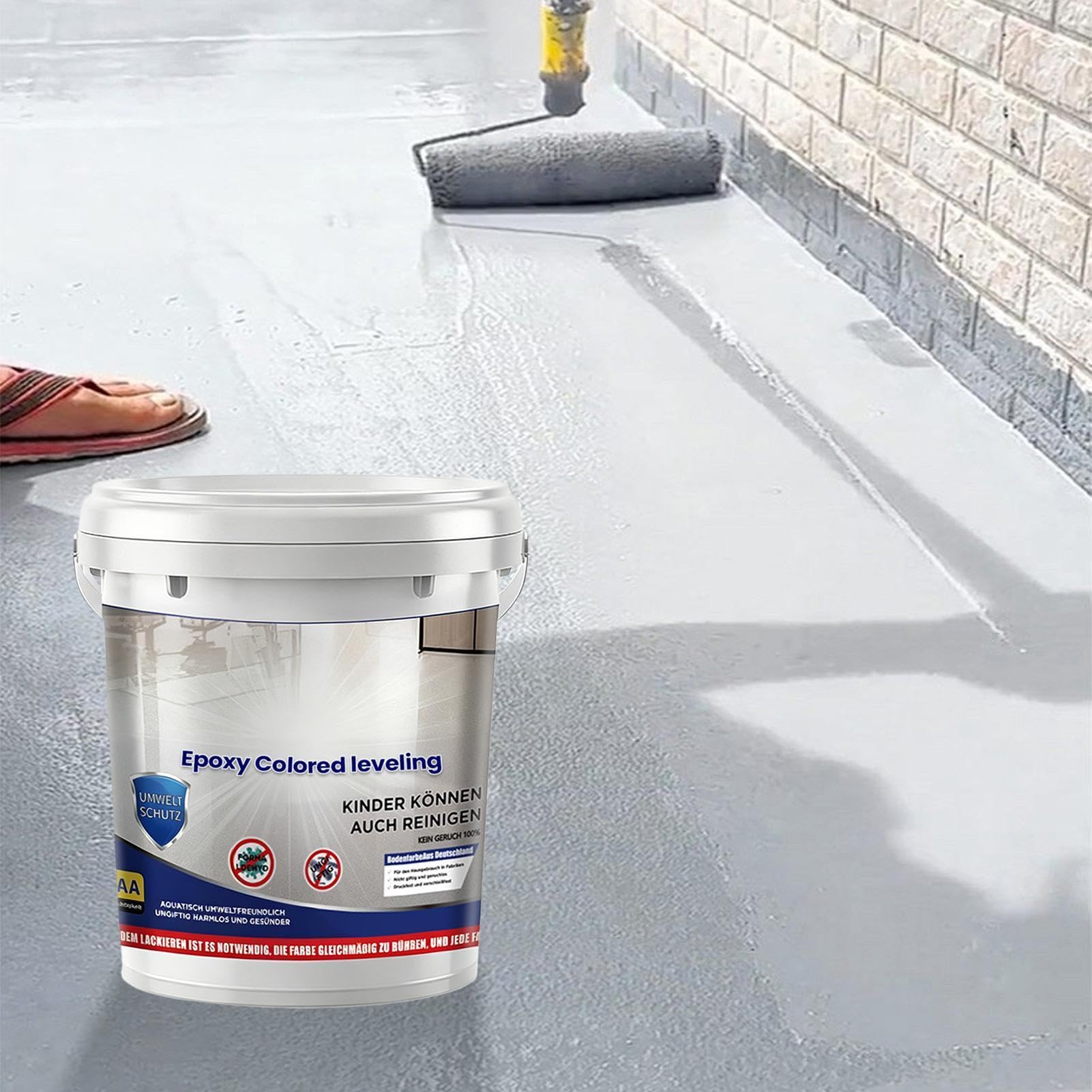 Générique Peinture de sol époxy au sable, Revêtement autonivelant à séchage rapide et haute brillance, Peinture époxy auto-nivelante, Pour maison, appartement, dortoir, salle d'eau