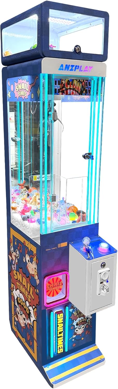 CREATIVE ARCADES Claw Crane Machine with Digital Marquee and Roof Prize Chest, Medium Size with LED Light and Sound. Thin Design 13" W x 23" D x 67" H