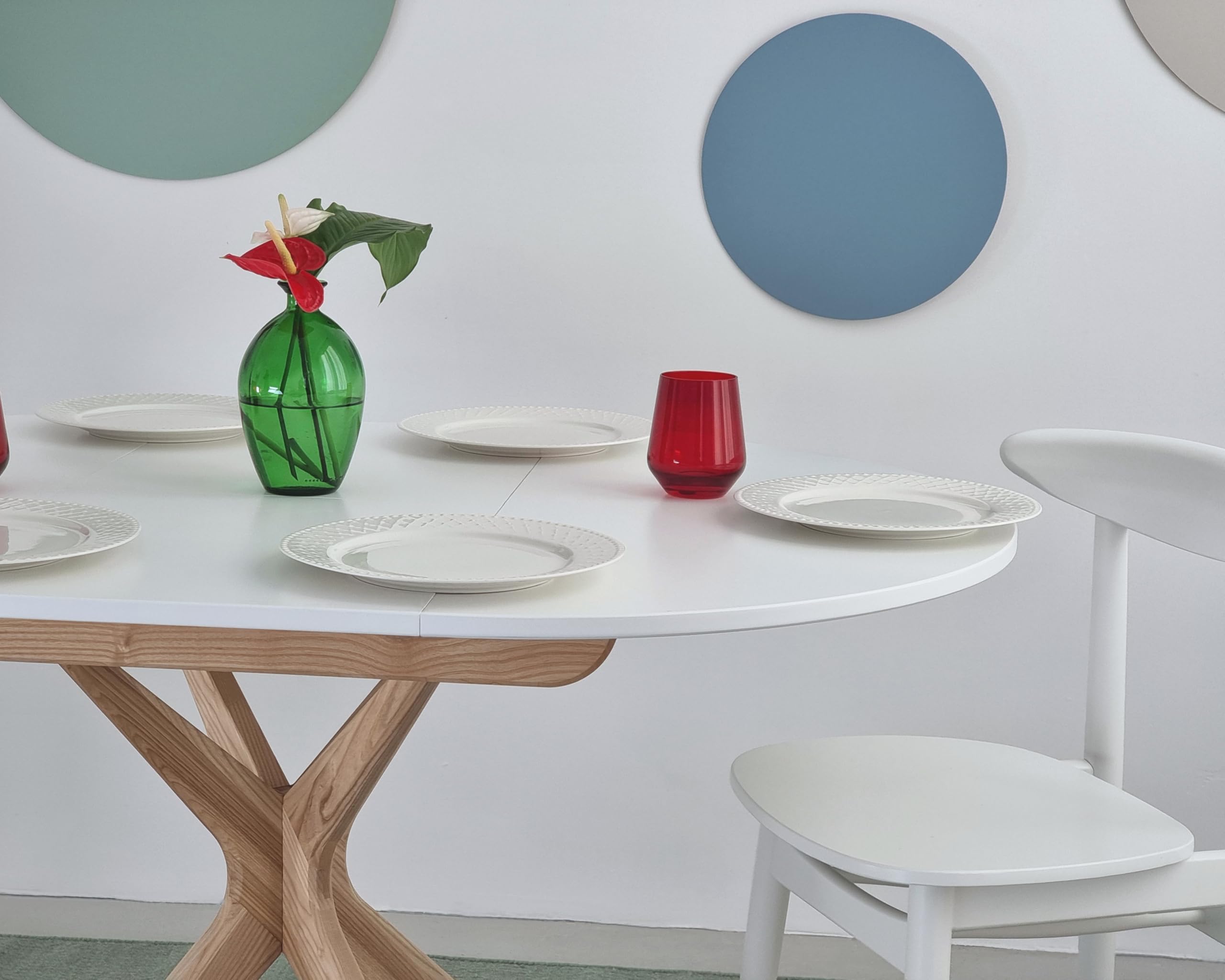 RAGABA Tavolo da pranzo rotondo allungabile 90cm Jubi Corallo scuro