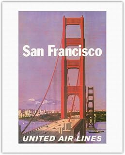 San Francisco - Golden Gate Bridge - United Air Lines California - Vintage Airline Travel Poster by Stan Galli c.1960s - Fine Art Rolled Canvas Print 20in x 26in
