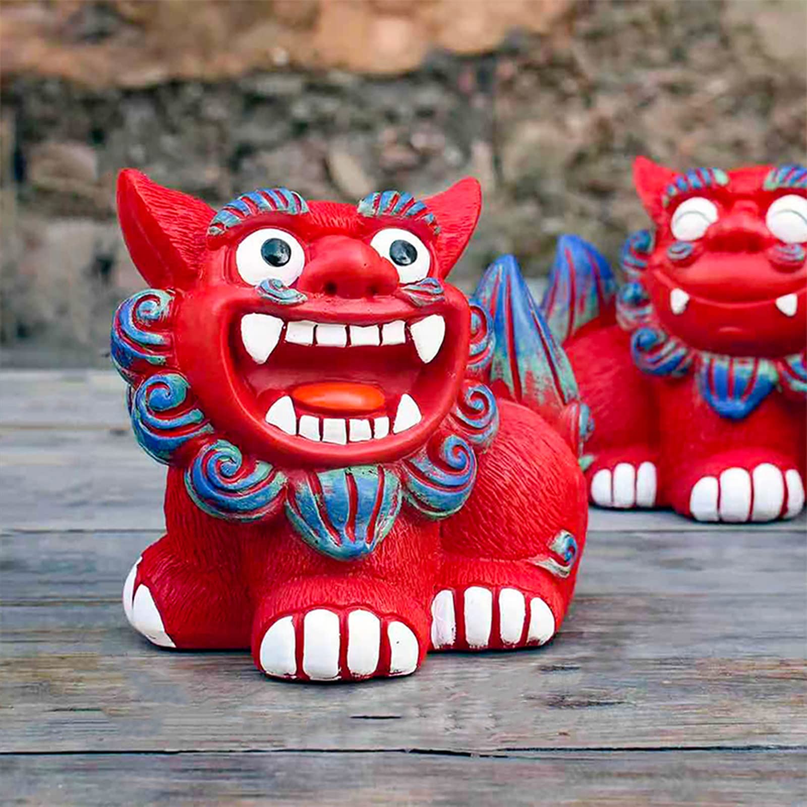 Amazon.co.jp: シーサー 置物 獅子 雌雄ペア 風水グッズ インテリア 