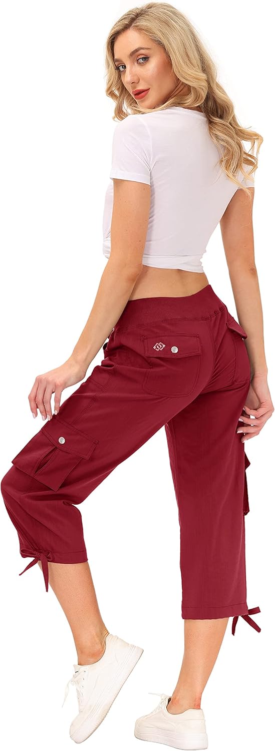 MoFiz Women's Cargo Capris Hiking Pants Lightweight Quick Dry Outdoor Athletic Travel Casual Loose Comfy Cute Pockets - Image 6