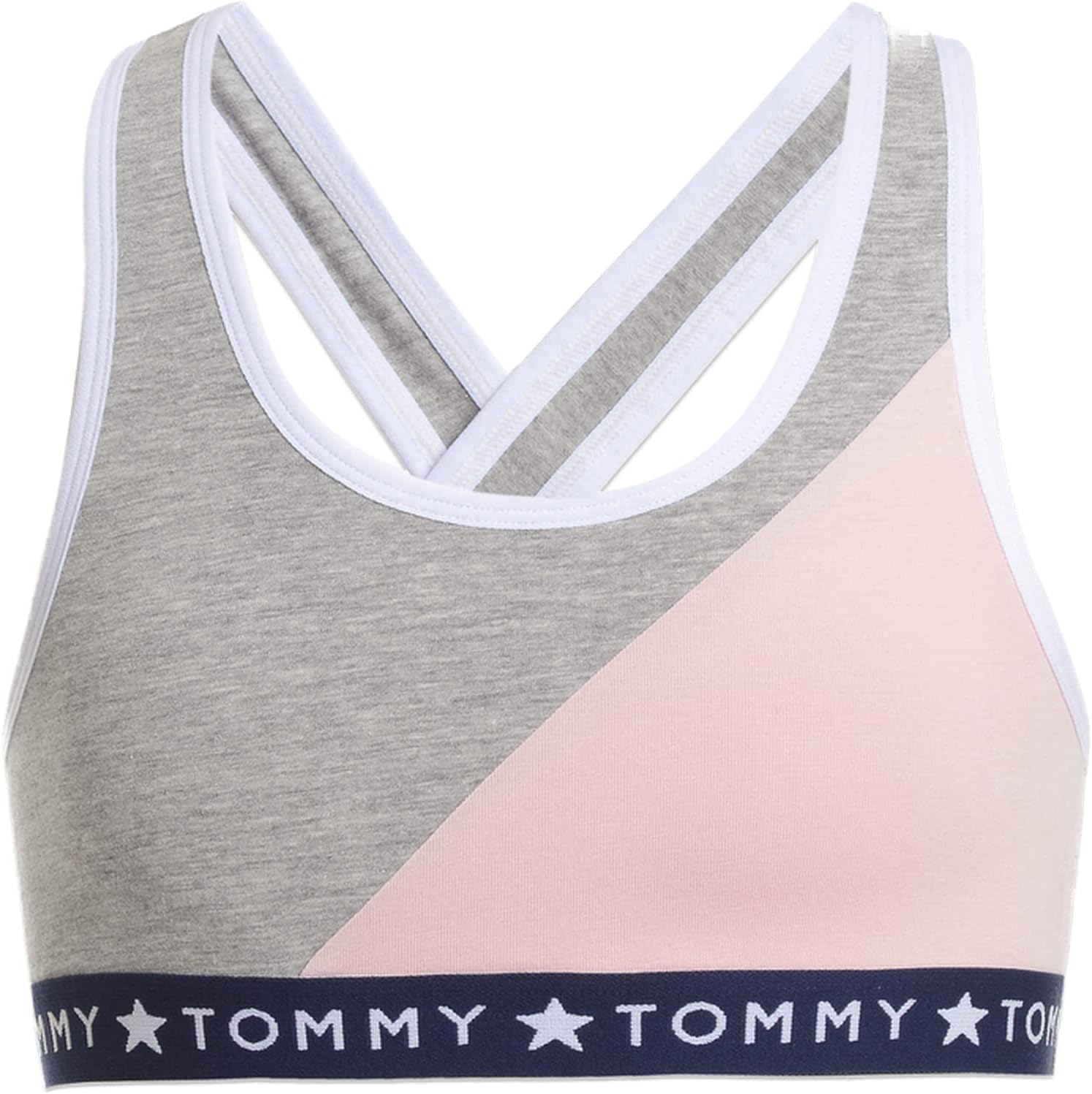 Tommy Hilfiger Girls' Crop Sports Bra (Pack of 2), Racerback Straps & Soft Elastic Waistband, Cotton & Spandex Legacy