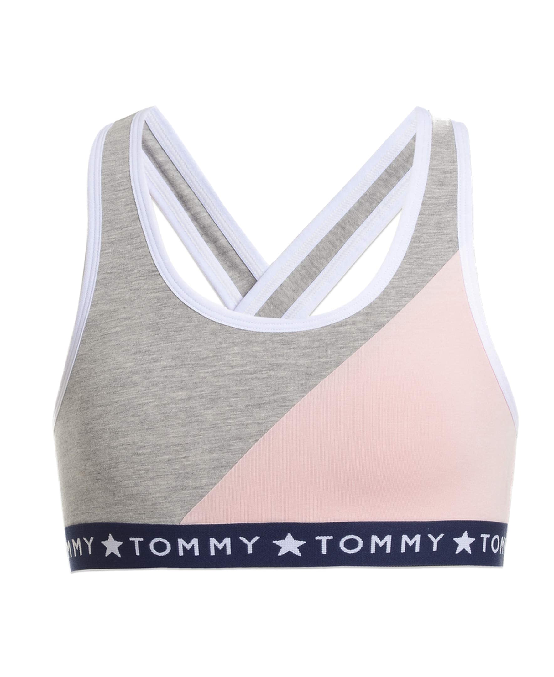 Tommy Hilfiger Girls' Crop Sports Bra (Pack of 2), Racerback Straps & Soft Elastic Waistband, Cotton & Spandex Legacy