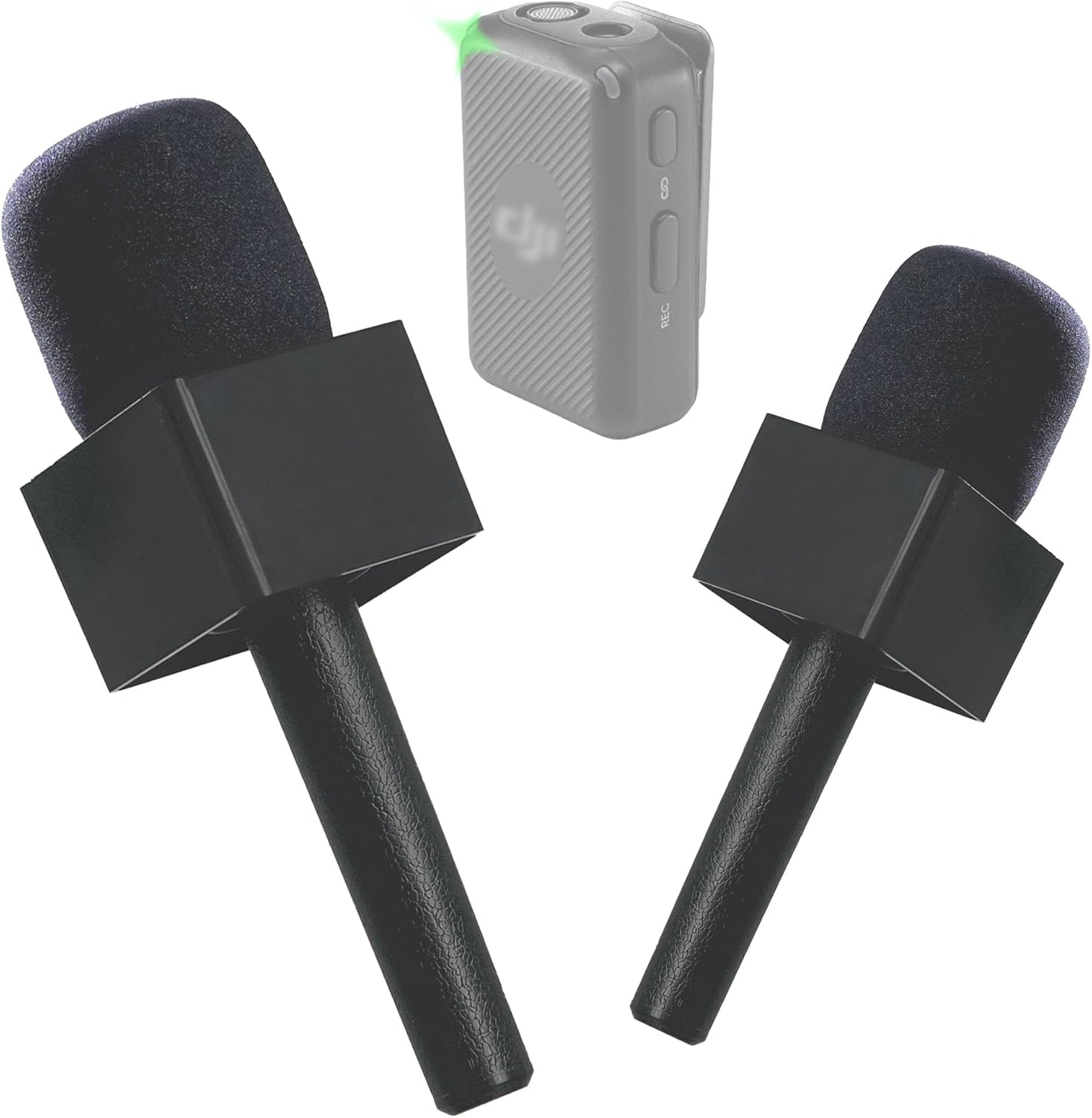 2pc - Macrokraft Classic Interview Adapter PRO for DJI Mic & DJI Mic 2 Wireless Microphone | Mic Flag included | Handheld Mount | Videography Audio Accessories