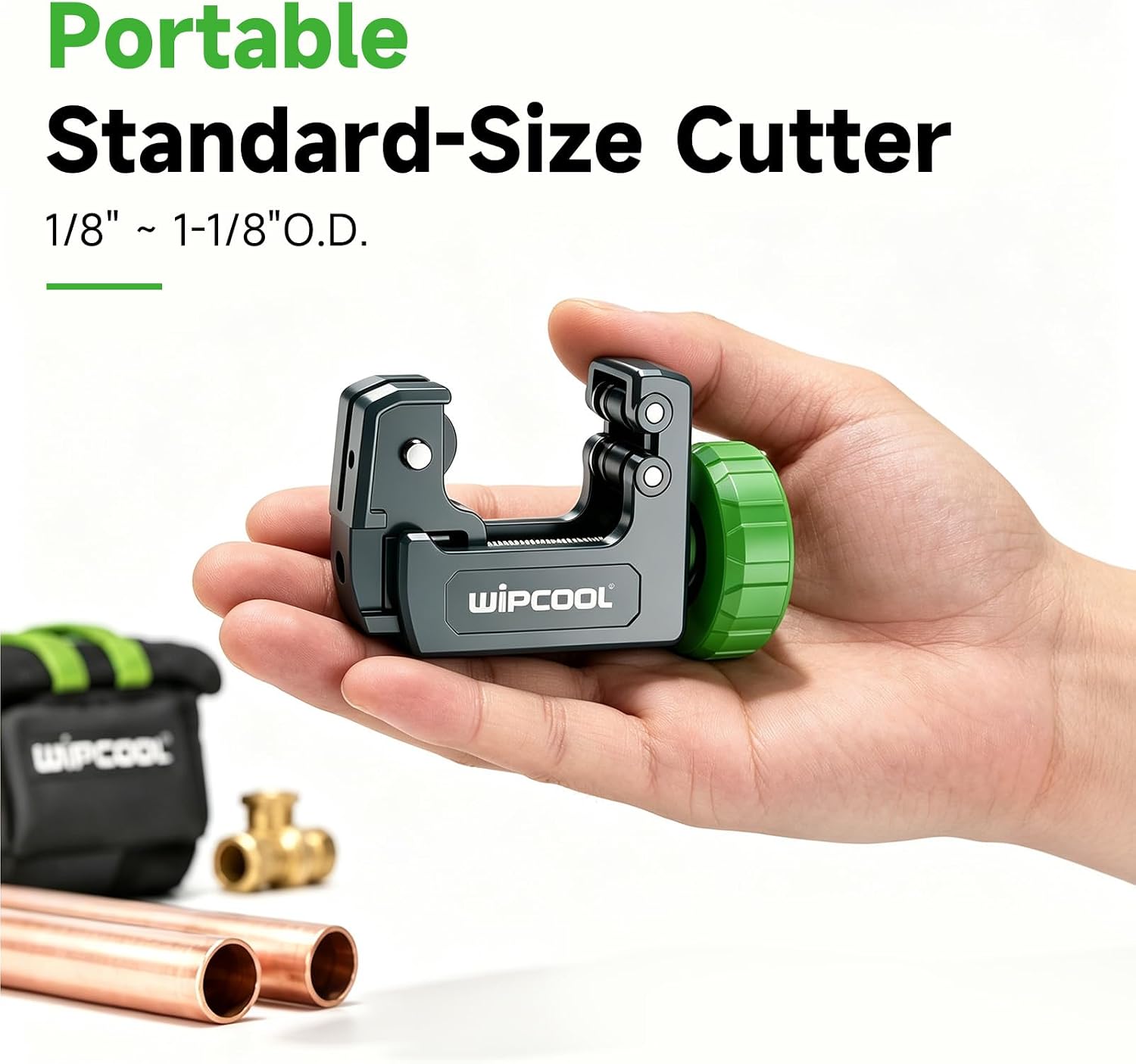 WIPCOOL HC-28 Tube Cutter, 1/8" to 1-1/8" OD Copper Tubing Cutter with Spring Mechanism, Spare Blade in Knob, Grooved Roller, Sharp Steel Blade for HVAC Copper Aluminum Brass Tube image 2