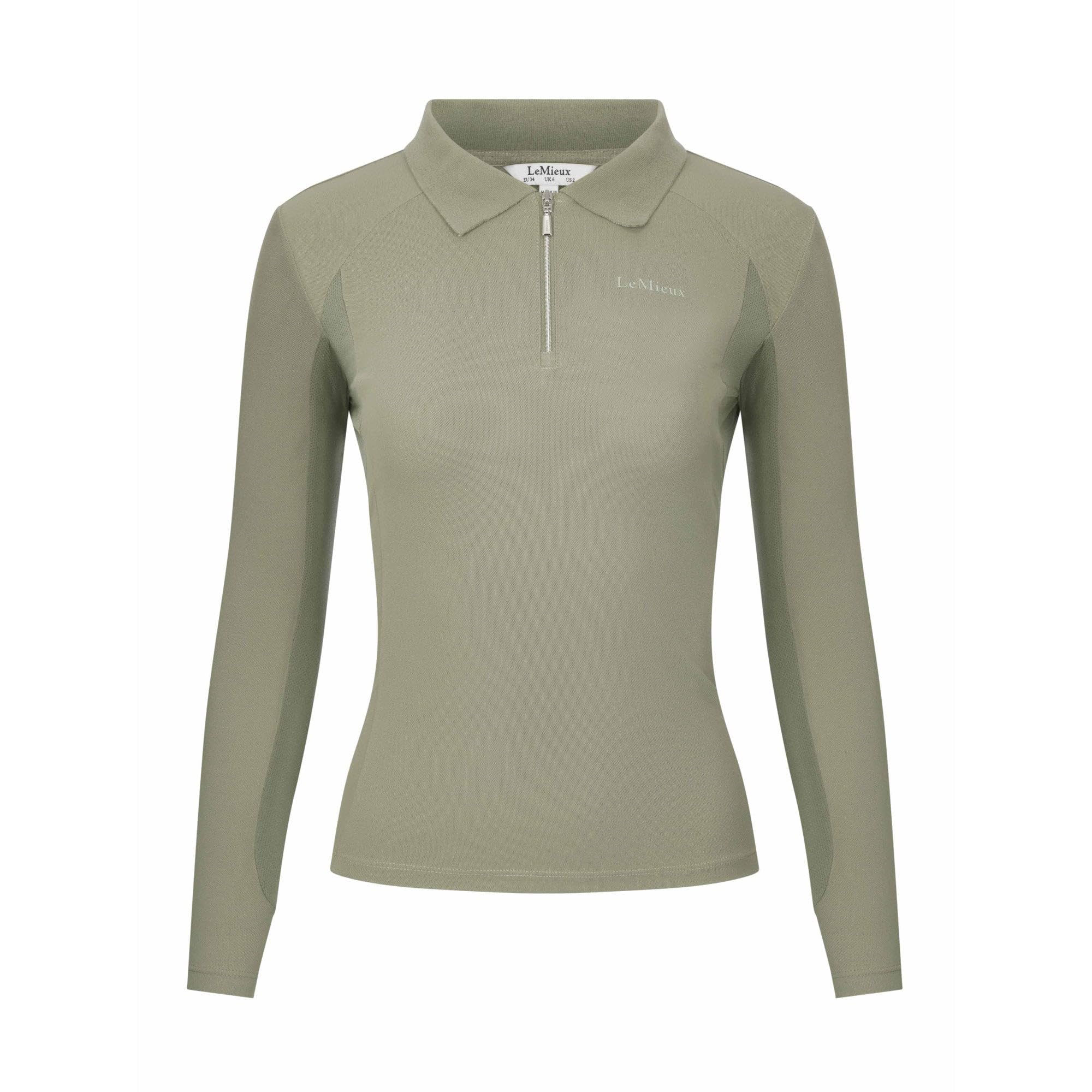 LeMieux Polo de sport à manches longues – Super léger – Tissu piqué doux – Fermeture éclair 1/4