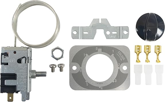 Danfoss 077B7100 Thermostat 1 Door Refrigerators 077B7100 077B0967L Cold Cut-in +14.9F Cold cut-out -0.4F Warm Cut-in +47.3F Warm Cut-out +37.4F Capillary tube length 47.2in B0 Fit K50P-1125-001