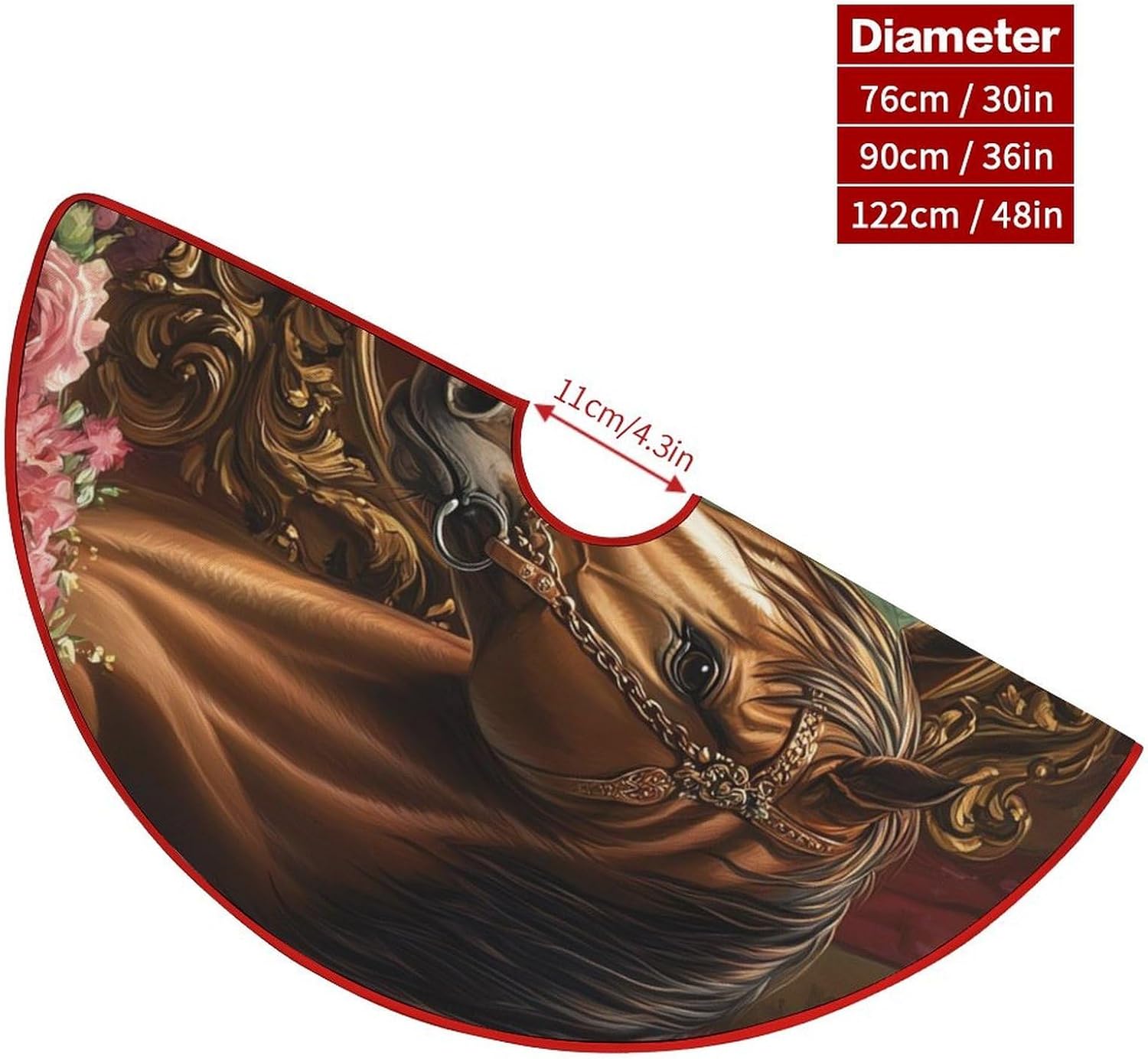 Horse Cats Christmas Tree Skirt Ornaments Christmas Tree Mat for Home Party Holiday Decorations