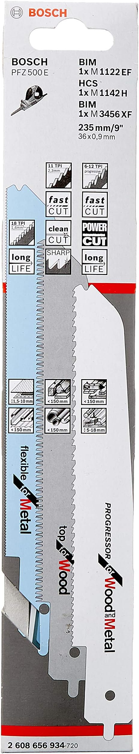 Bosch 3-Piece Reciprocating Saw Blade Set (Wood, Wood with Nails, Metal, Plastic, Accessories Reciprocating Saws)