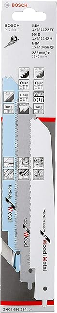 Bosch 3-Piece Reciprocating Saw Blade Set (Wood, Wood with Nails, Metal, Plastic, Accessories Reciprocating Saws)