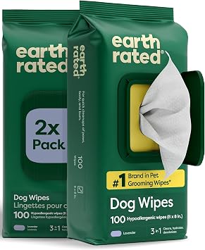 Earth Rated Dog Wipes for Paws & Butt, Deodorizing, Lavender, 200ct