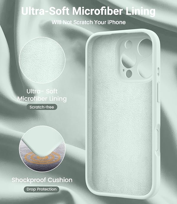 OTOFLY Magnetic for iPhone 16 Pro Max Case,Compatible with Magsafe,Classic Liquid Silicone Mobile Phone Case,Integrated Camera Control Button,Anti-Scratch Microfiber Lining, Mint Green by OTOFLY - Used condition - Image 8