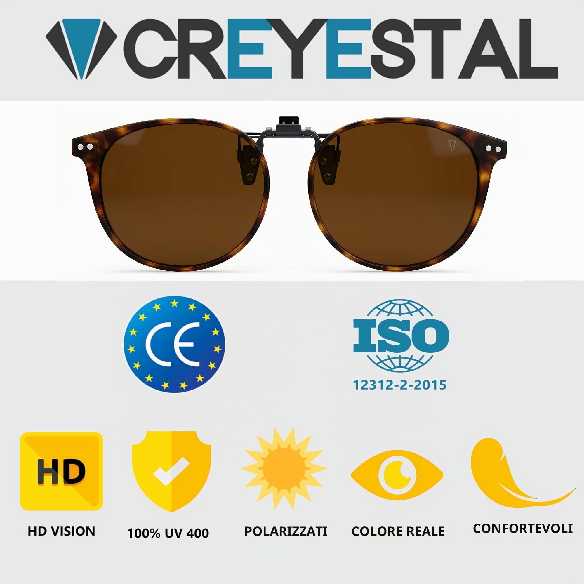 Clip Occhiali da Sole Polarizzati, Relevable e Ultra Leggeri, Soprocchiali da Sole, Clip Solare, Uomo, Donna, 100% Anti-UV, Certificato CE