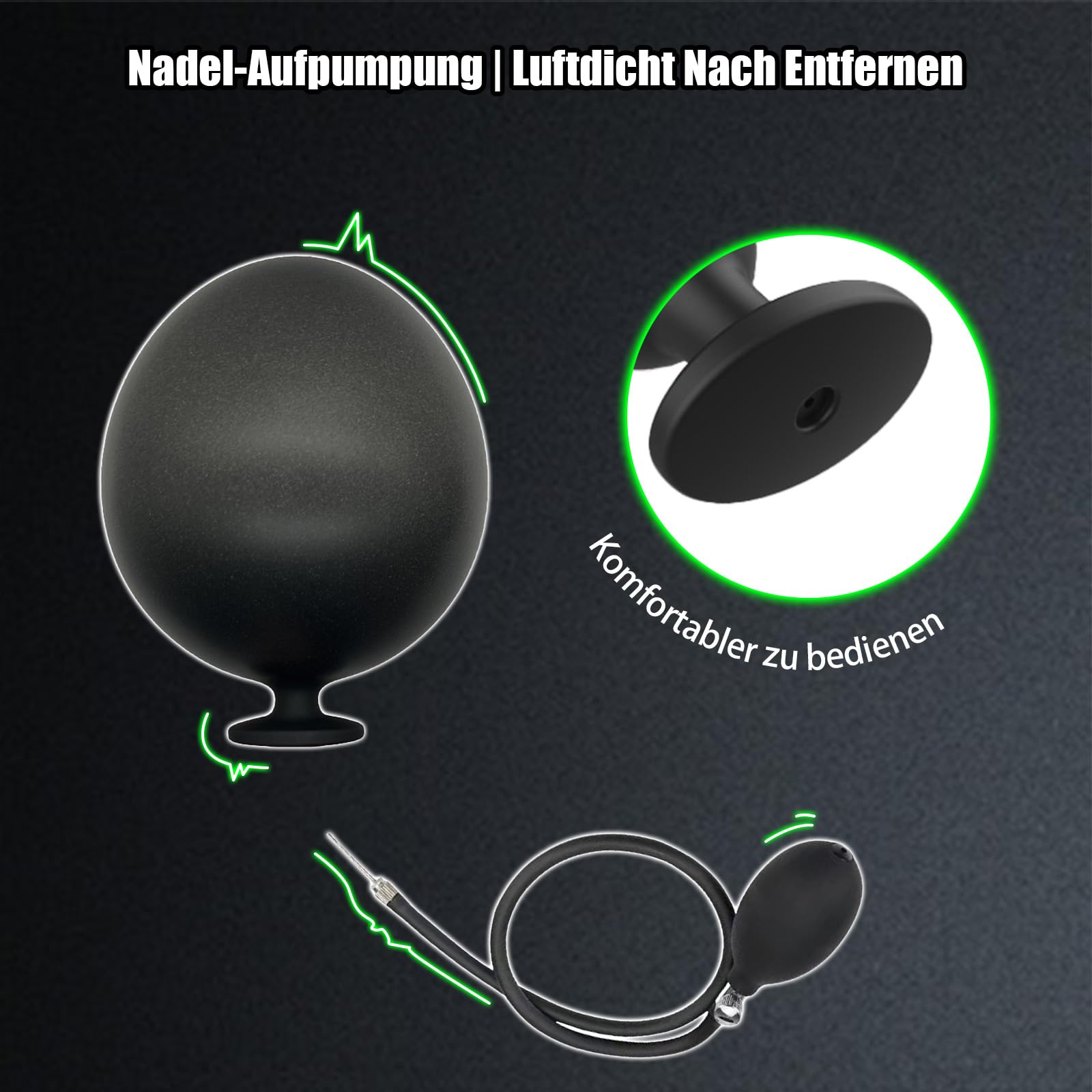 AMAZBEE Tapones anales de silicona para masaje de próstata Tapones anales inflables con bombas Estimulación del punto G Juguetes anales para parejas Entrenamiento de expansión anal (Black)