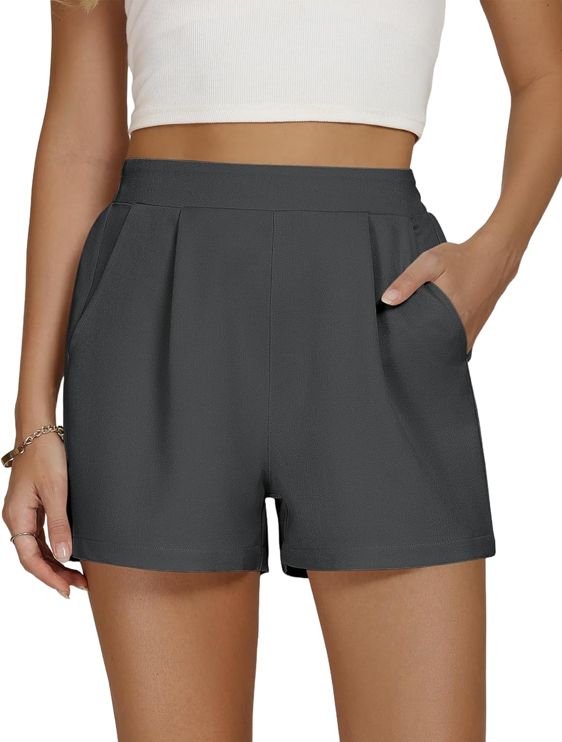 AKEWEI Dress Shorts for Women High Waisted Wide Leg Trendy Shorts - Image 4