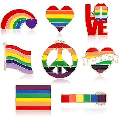 Pride Pins - 8 Pcs Grevosea Progress Rainbow Flag Pride Pins Enamel...