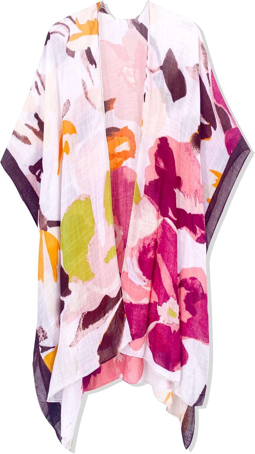 Moss Rose Women's Beach Cover up Swimsuit Kimono with Bohemian Floral Print, Loose Casual Resort Wear - Image 4