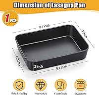 Vista 2 de TeamFar Sartén para lasaña, 9.4 x 7 x 2 pulgadas de acero inoxidable para hornear horneado profundo para horno tostador, sartén rectangular de Negro