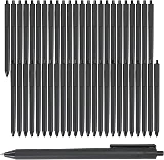 50-pack, black ink pens, 1.0mm medium tip, bulk pens, premium ink, smooth writing, no ink bleed, retractable ballpoint pen.