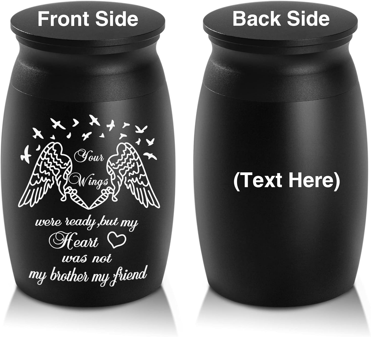 Personalized Custom Engraving Text Small Cremation Urns, Handcrafted Beautiful Keepsake Urn for Funeral, Peaceful Decorative Urns for Human Ashes, Wings Urn to Sharing Memorial Brother