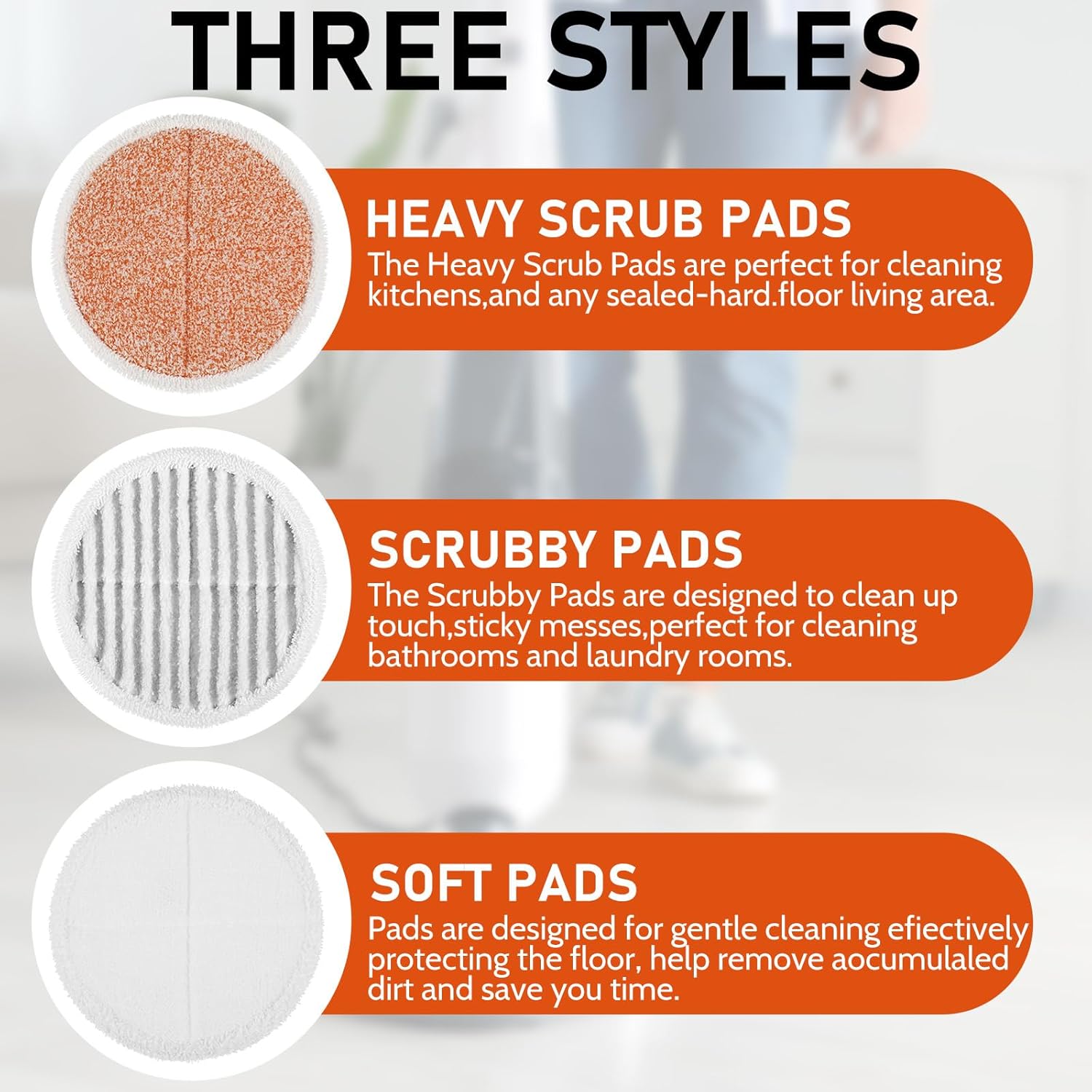 18 Pcs Mop Steam Pads Replacement Set Compatible with Bissell 2039a, 2124,2039q,2039t,2039w,20391,20395,20399, 2307,23157,2315a Include Heavy Scrub Pads, Soft Pads, Scrubby Pads