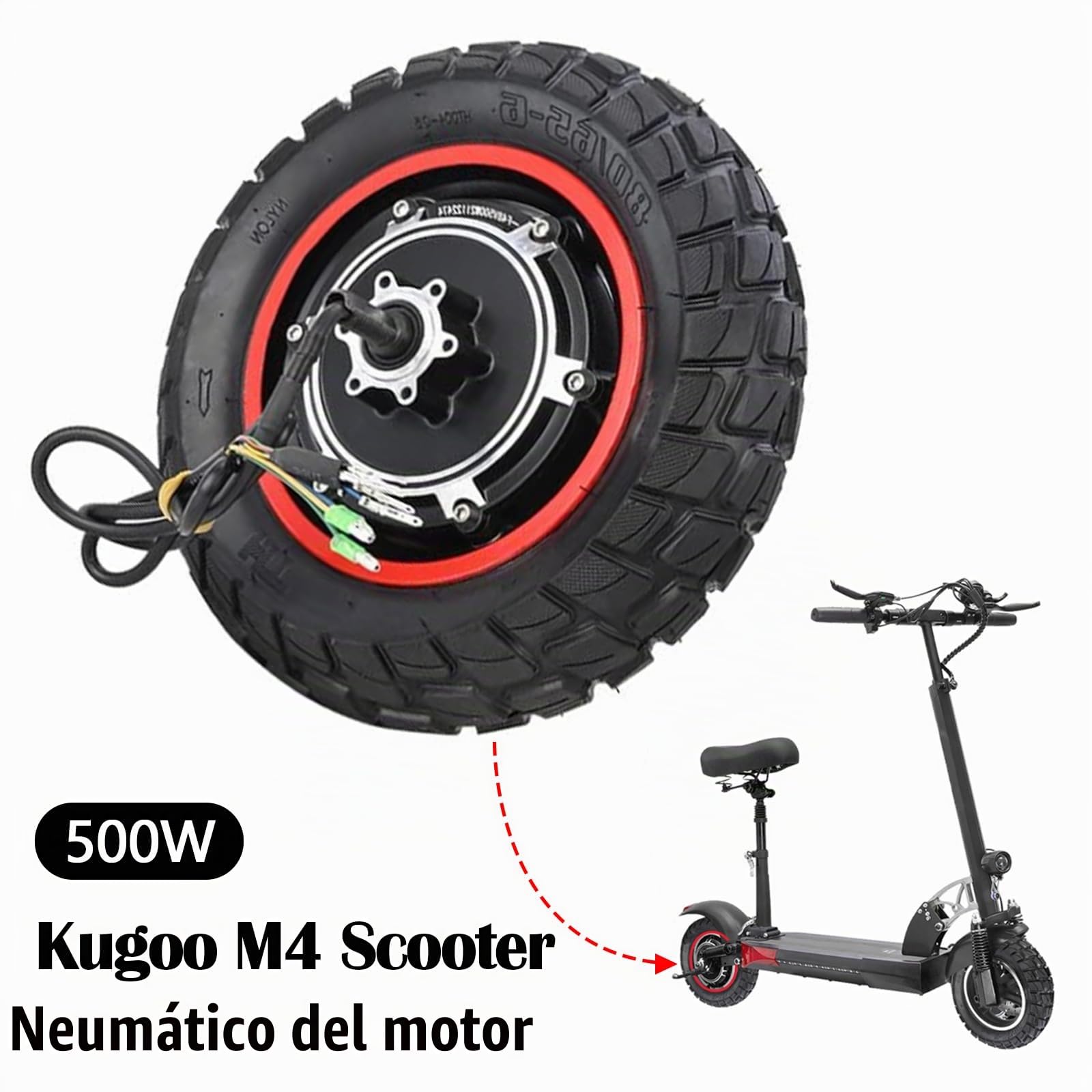 Motor De Cubo De Scooter Eléctrico Con Neumáticos De Goma Sólida 48V 500W, Rueda Motriz Trasera Para Kugoo M4/M4pro
