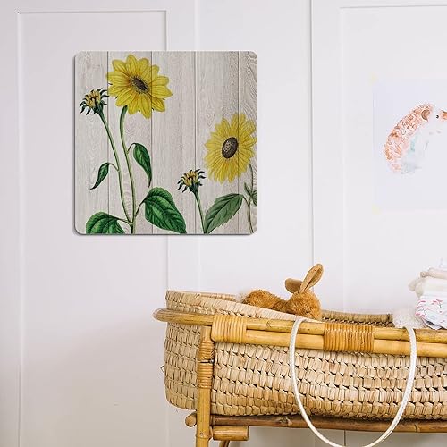 Miniatura 7 de Letrero de metal de 12 x 12 pulgadas con diseño de girasoles de granjas de otoño, diseño retro de metal de grano de madera, diseño floral, pintura