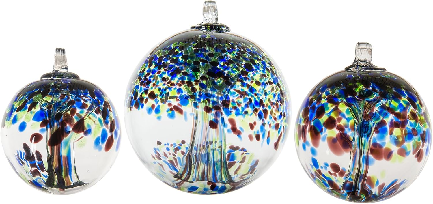 Dale Tiffany Hand Blown Glass, 3" Diameter Mystic, Tree of Life Collection, Witch Globe Hanging Garden Indoor/Outdoor Decorative Ornament Gazing Ball