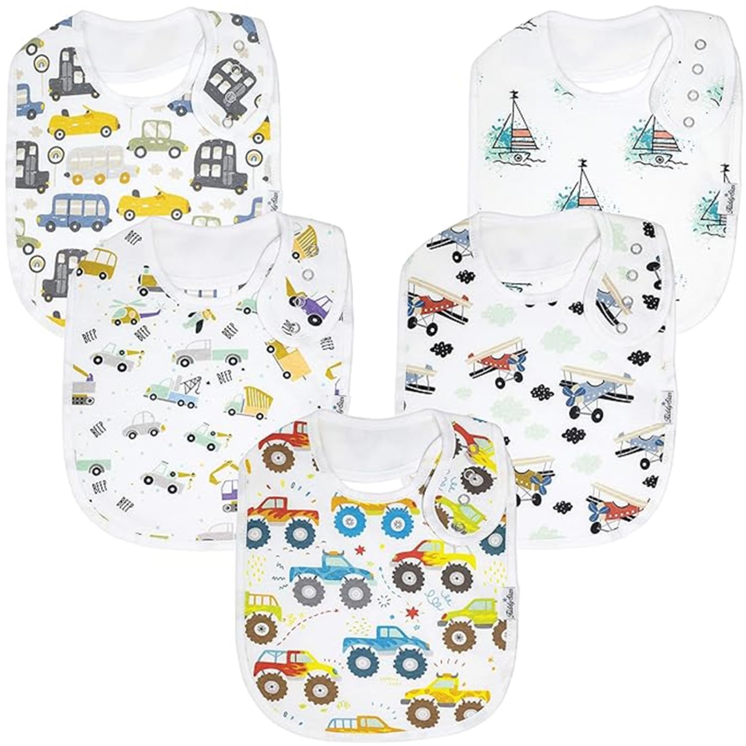 KiddyStar Organic Cotton Baby Bibs for Boys & Girls – Soft, Absorbent Teething & Drool Bibs - Adjustable Snaps for Toddlers