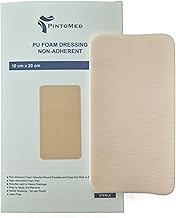 Sterile Non-Adhesive PU Foam Dressings without Border 10cm x 20cm Box of 5 Dressings Absorbent Treatment for Chronic and Acute Wounds