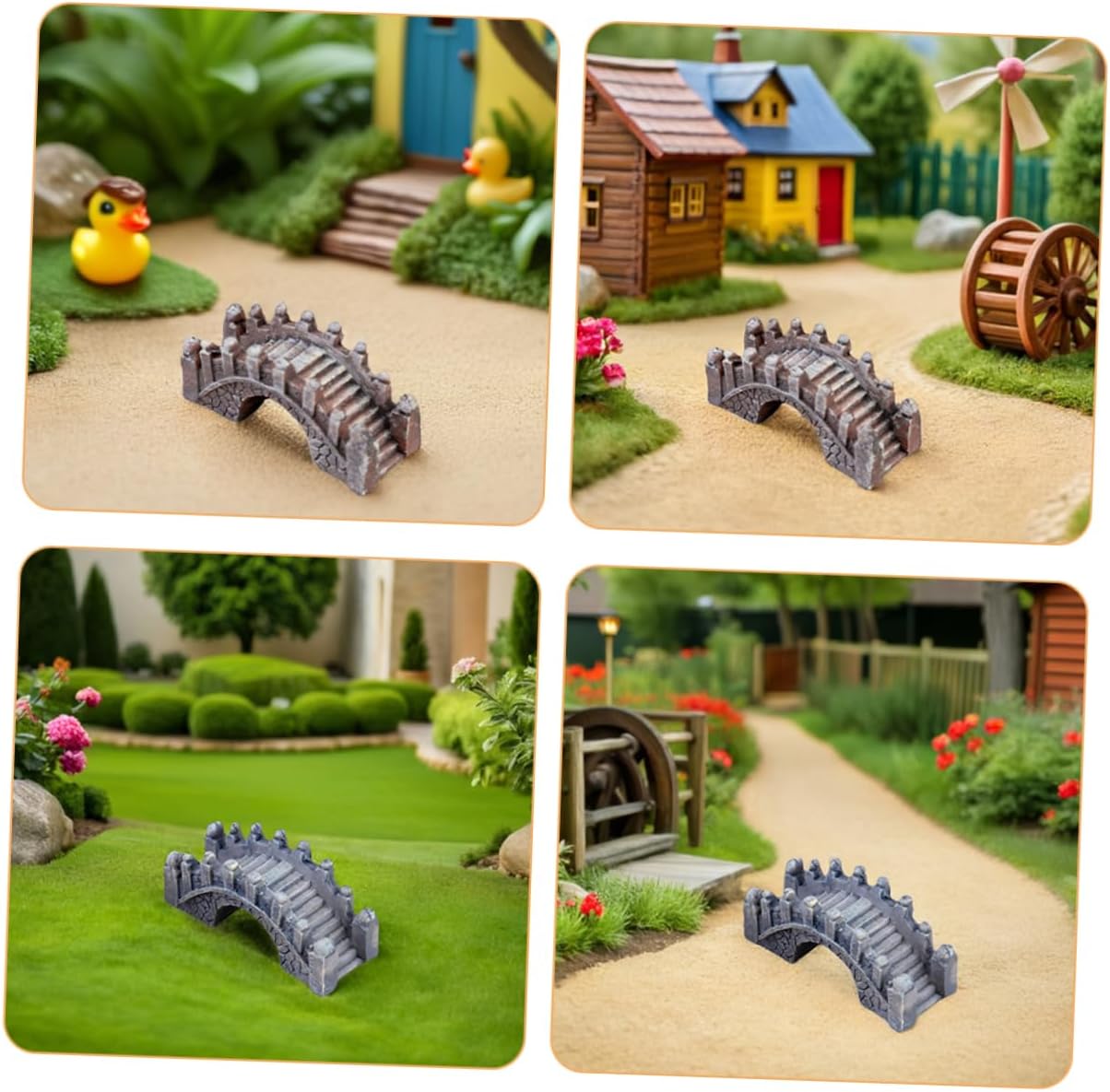 UPKOCH Miniature Chinese Bridge Model 6pcs Resin Arch Decor for Bonsai