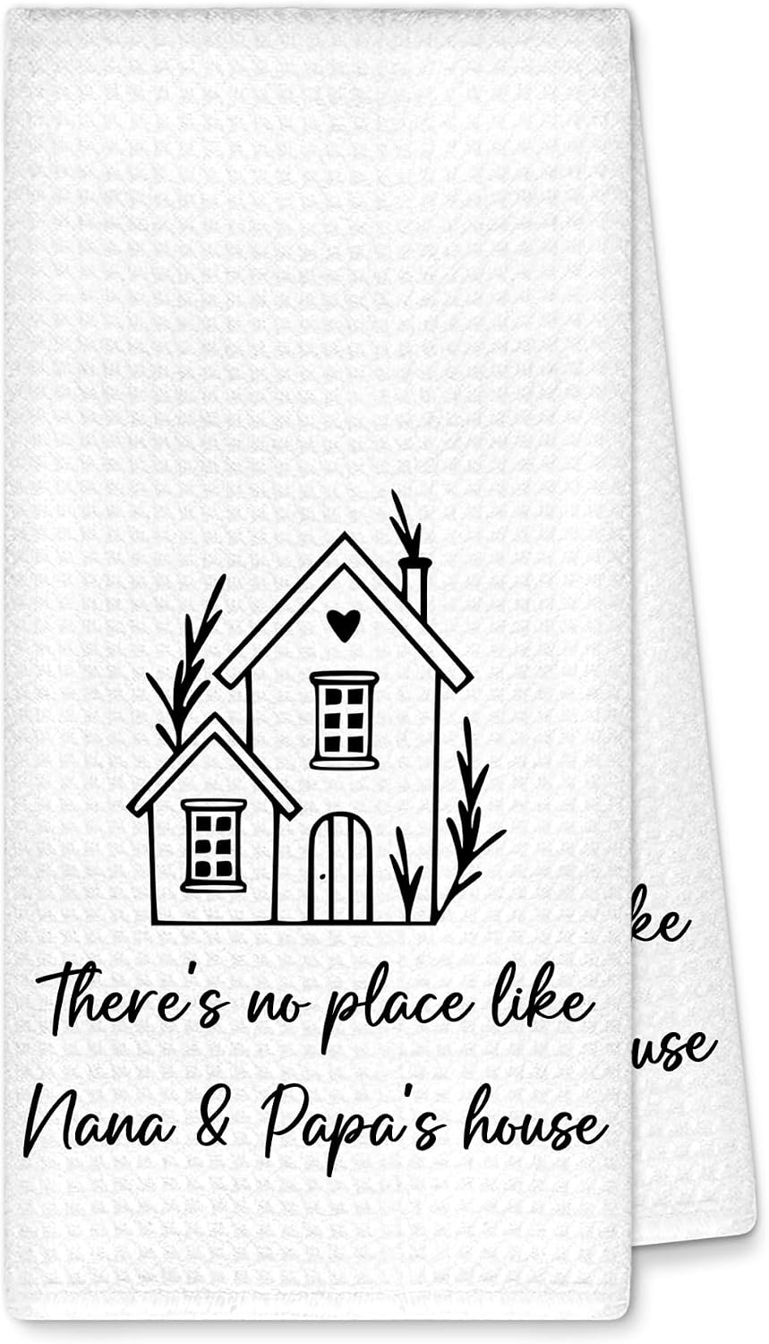 Nana and Papa Gifts Kitchen Towels Decorative, Grandparents Gifts from Grandkids Dish Towels Dishcloths Tea Towel, Gift for Nana and Papa Grandparents Hand Towel Decor for Kitchen, 16x24Inch