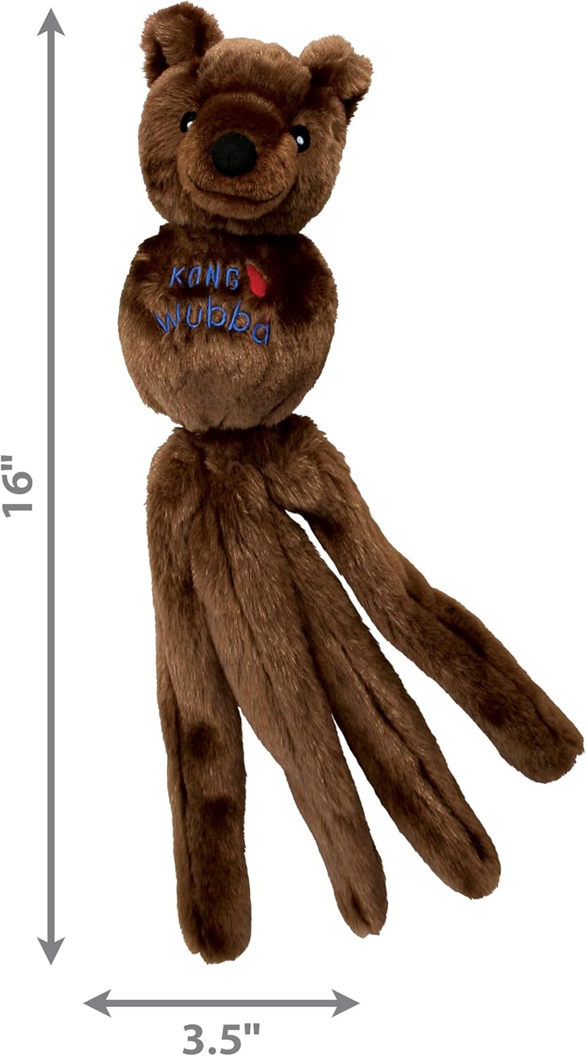 KONG Wubba Friend Dog Toy - Interactive Squeaky Plush with Tugging Tails for Fetch, Chew, and Play - Assorted Character - Fox, Bunny or Bear (Large (3 Pack))