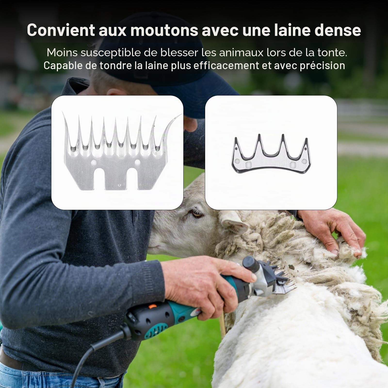 Lames de rechange pour cisailles à moutons,Coupe-laine électrique courbé à 9 dents,kit d'accessoires pour coupe-bordures pour moutons,chèvre tondeuse mouton tondeuse Lame de cisaille à mouton