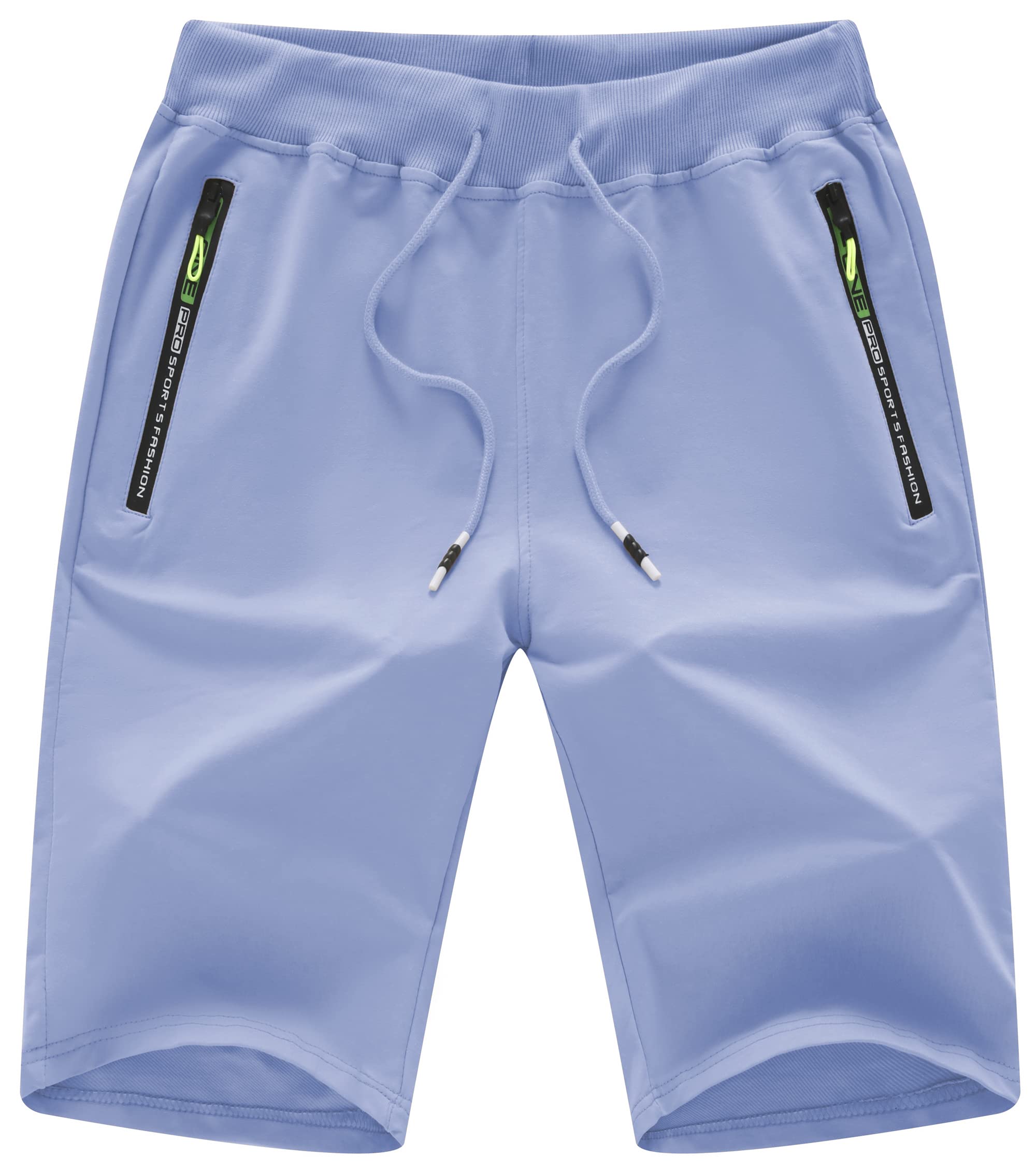 CREATMO US Men's Shorts Zipper Pocket Elastic Waist Stretch Summer Casual Beach