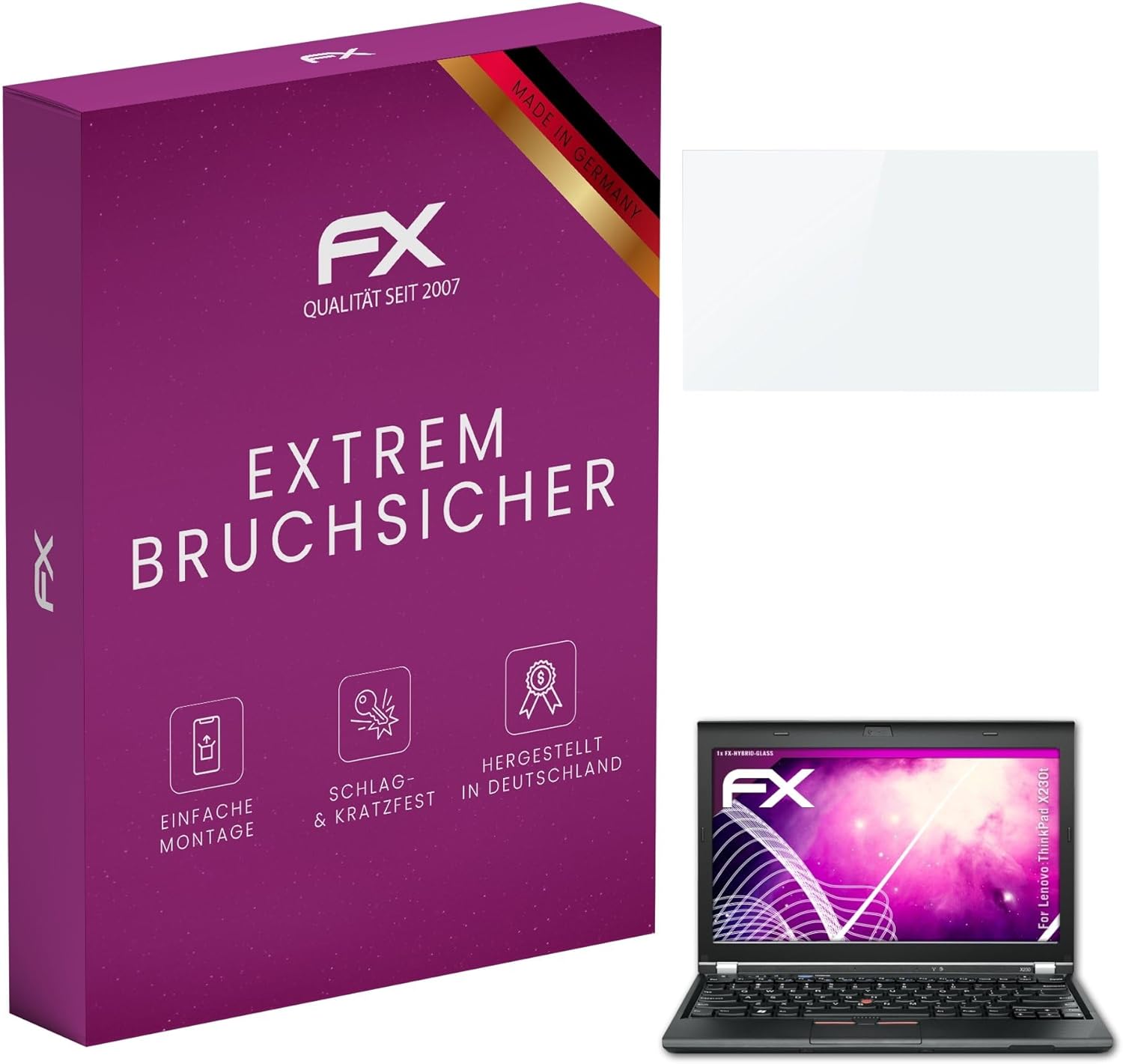 atFoliX Plastic Glass Protective Film compatible with Lenovo ThinkPad X230t, 9H Hybrid-Glass FX Screen Protector