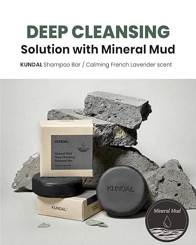Miniatura 2 de KUNDAL Minderal Mud - Barra de champú + barra de acondicionador de manteca de karité, embalaje ecológico sin residuos, limpieza profunda,
