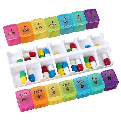 Pilulier hebdomadaire – Trieur de tablettes anti-humidité, 14 compartiments détachables,