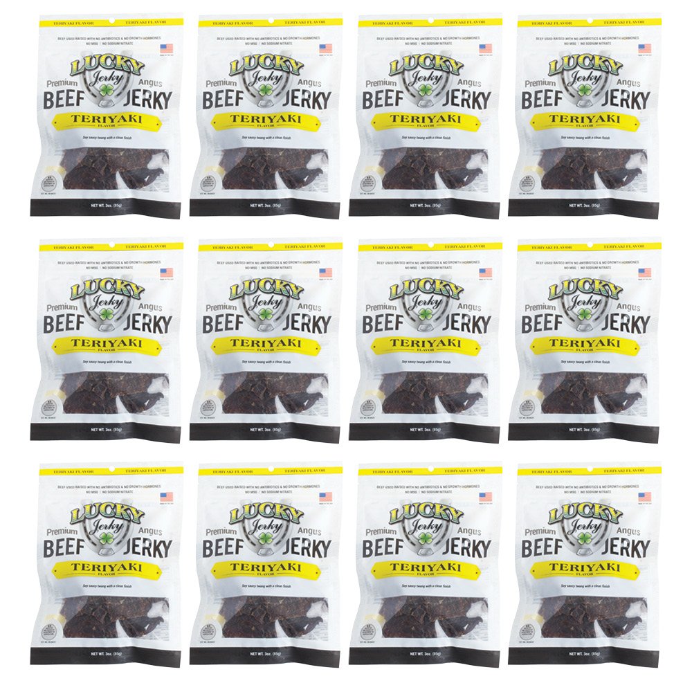 Lucky Beef Jerky - 3oz Slab (Teriyaki, 12 Pack)