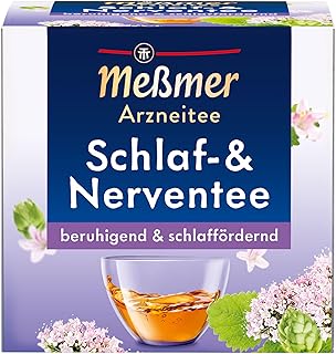 Meßmer Schlaf‑ & Nerventee | Beruhigend & schlaffördernd |Arzneitee mit Melissenblättern, Baldrianwurzel, Hopfenzapfen & Lavendelblüten | 9 Teebeutel